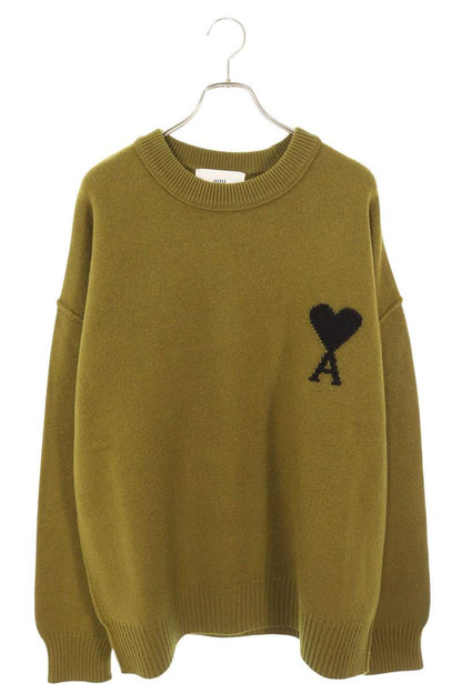 AMI 25AW Embroidered Crewneck Knit Sweater Green Size XXL