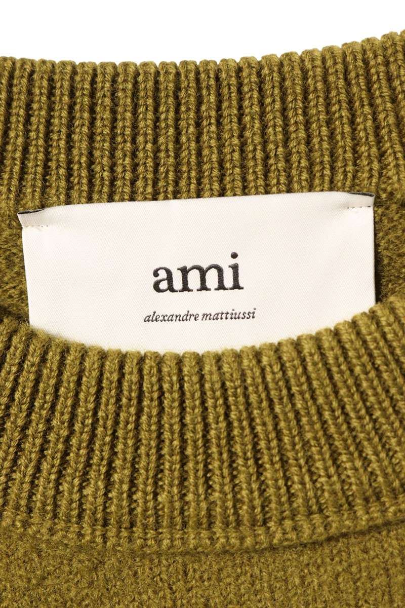 AMI 25AW Embroidered Crewneck Knit Sweater Green Size XXL