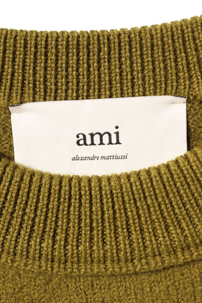 AMI 25AW Embroidered Crewneck Knit Sweater Green Size XXL