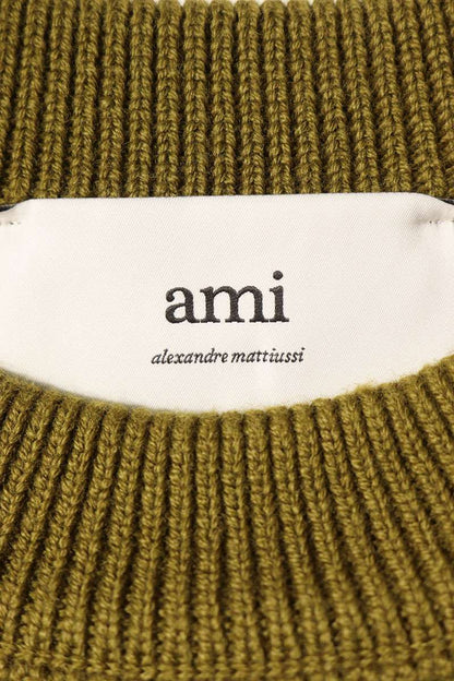 AMI 25AW Embroidered Crewneck Knit Sweater Green x Black Size S