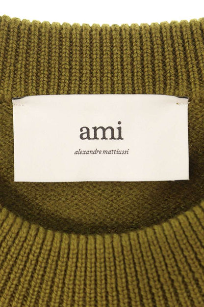 AMI 25AW Embroidered Crewneck Knit Sweater Green Size XL