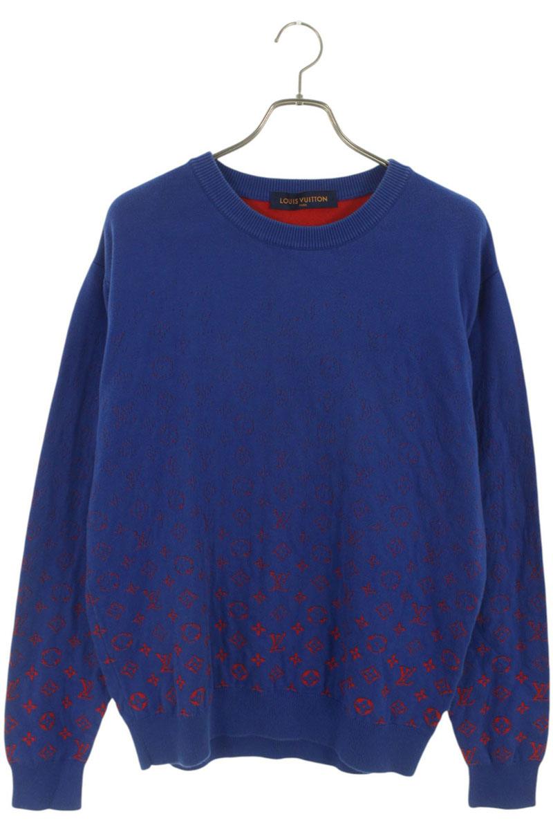 Louis Vuitton 21AW All-Over Print Knit Sweater Blue x Red Size L