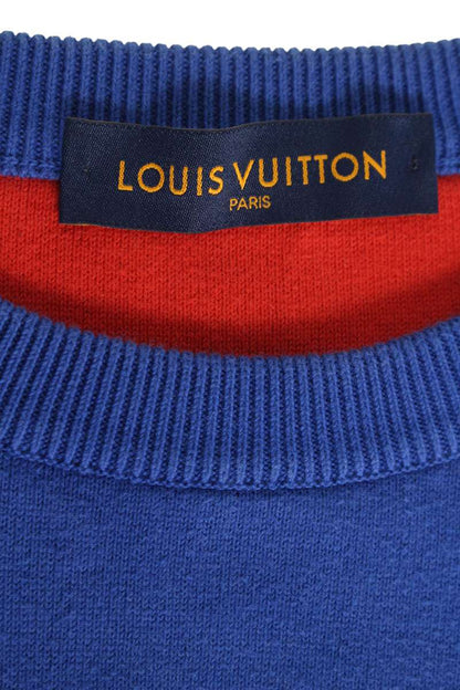 Louis Vuitton 21AW All-Over Print Knit Sweater Blue x Red Size L