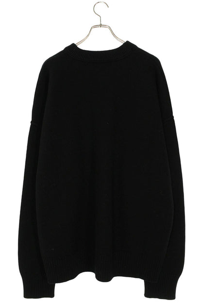 AMI 25AW Embroidered Crewneck Knit Sweater Black x Red Size XXL