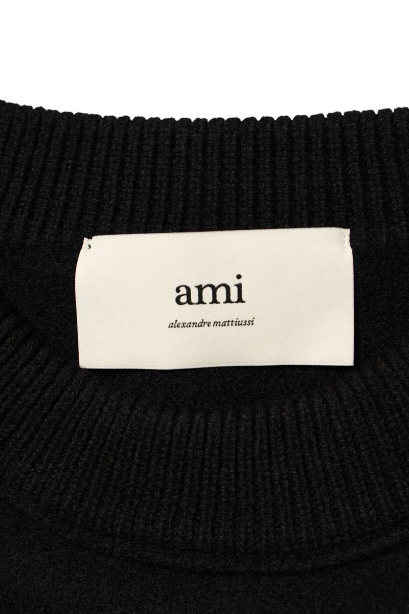AMI 25AW Embroidered Crewneck Knit Sweater Black x Red Size XXL