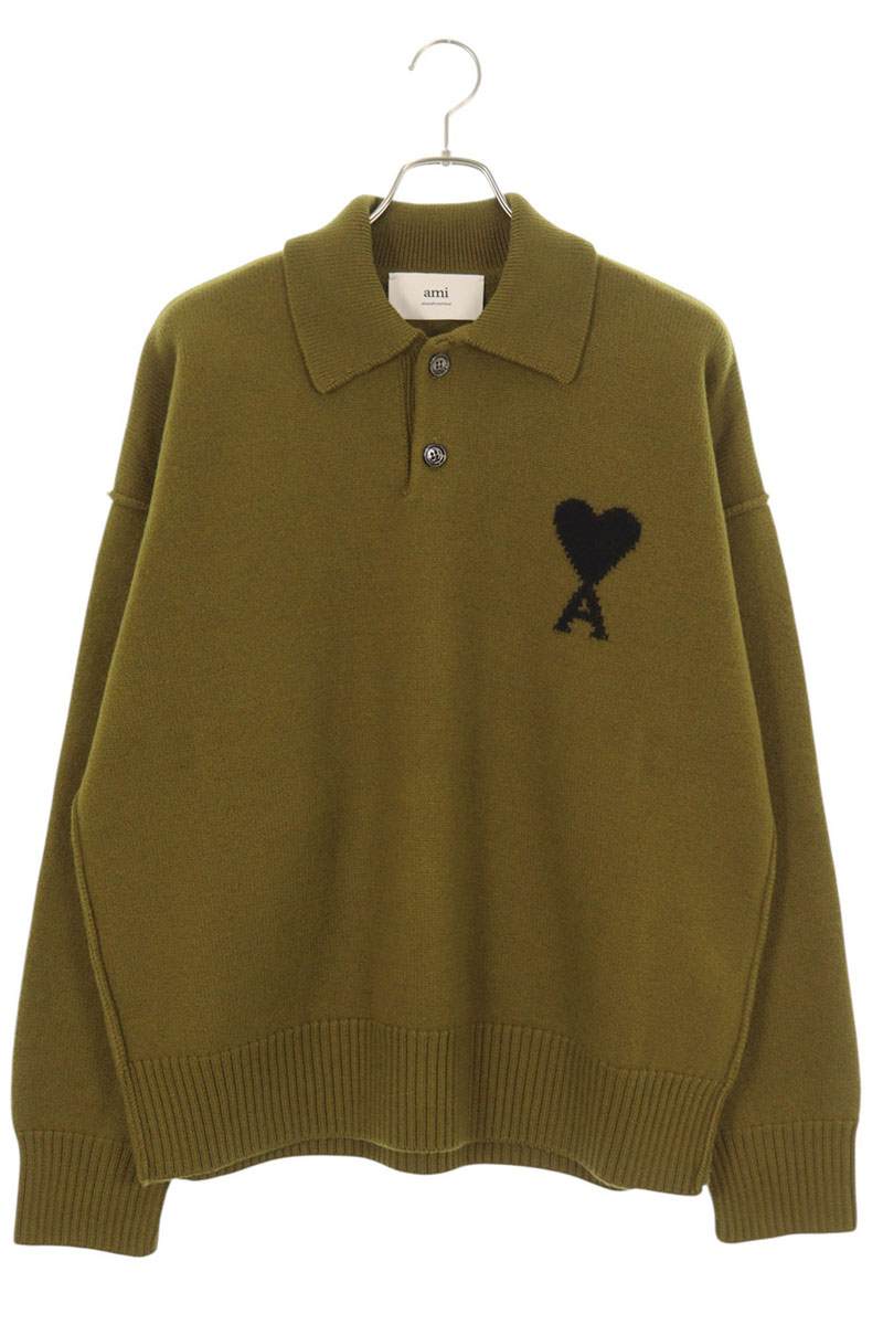 AMI Alexandre Mattiussi 25AW Heart A Polo Knit Khaki Size L