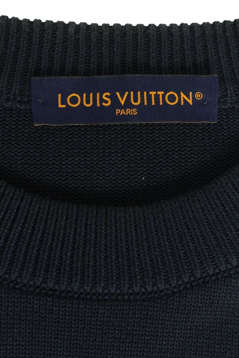 LOUISVUITTON 24AW Front Embroidered Knit Navy Size XL