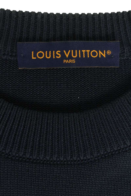 LOUISVUITTON 24AW Front Embroidered Knit Navy Size XL