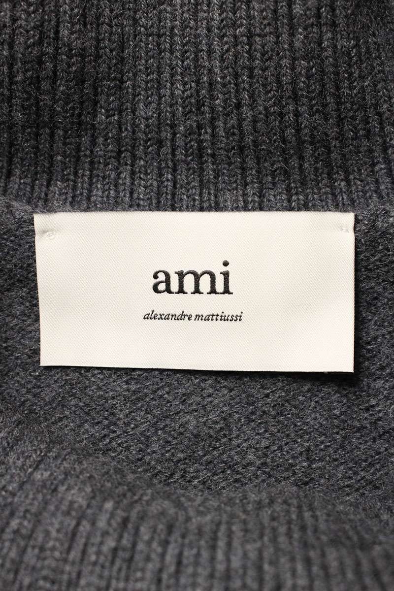 AMI 25AW Embroidered Knit Sweater Gray Size XL