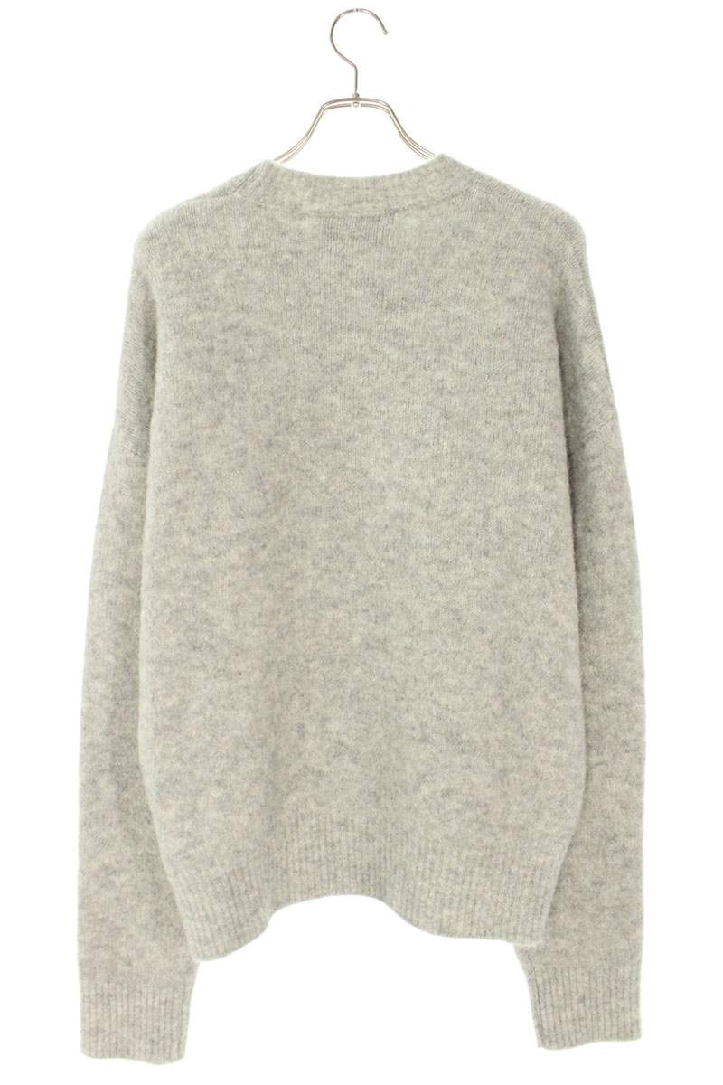 AMI 25AW Logo Embroidered Knit Sweater Gray Size XL