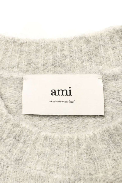AMI 25AW Logo Embroidered Knit Sweater Gray Size XL