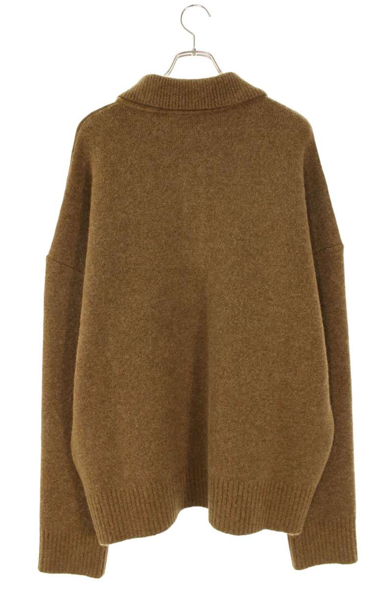 AMI 25AW Embroidered Polo Knit Sweater Brown Size XL