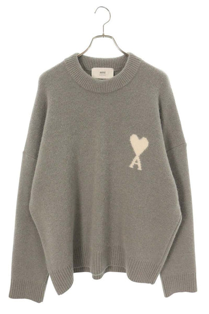 AMI 25AW Embroidered Knit Sweater Gray Size XL