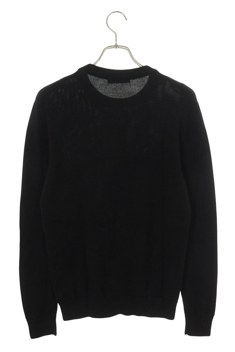 GIVENCHY Logo Design Wool Knit Black Silver Size S