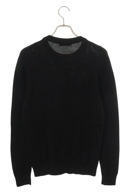 GIVENCHY Logo Design Wool Knit Black Silver Size S