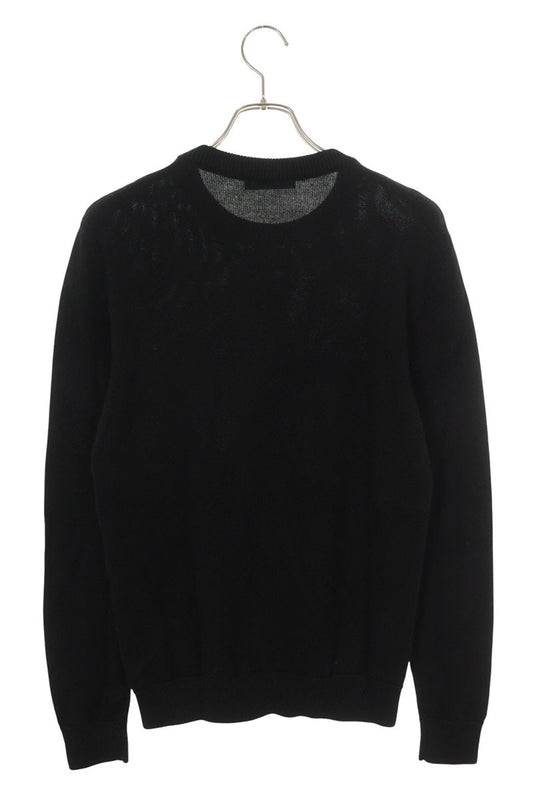 GIVENCHY Logo Design Wool Knit Black Silver Size S