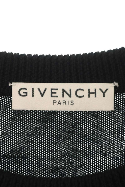 GIVENCHY Logo Design Wool Knit Black Silver Size S