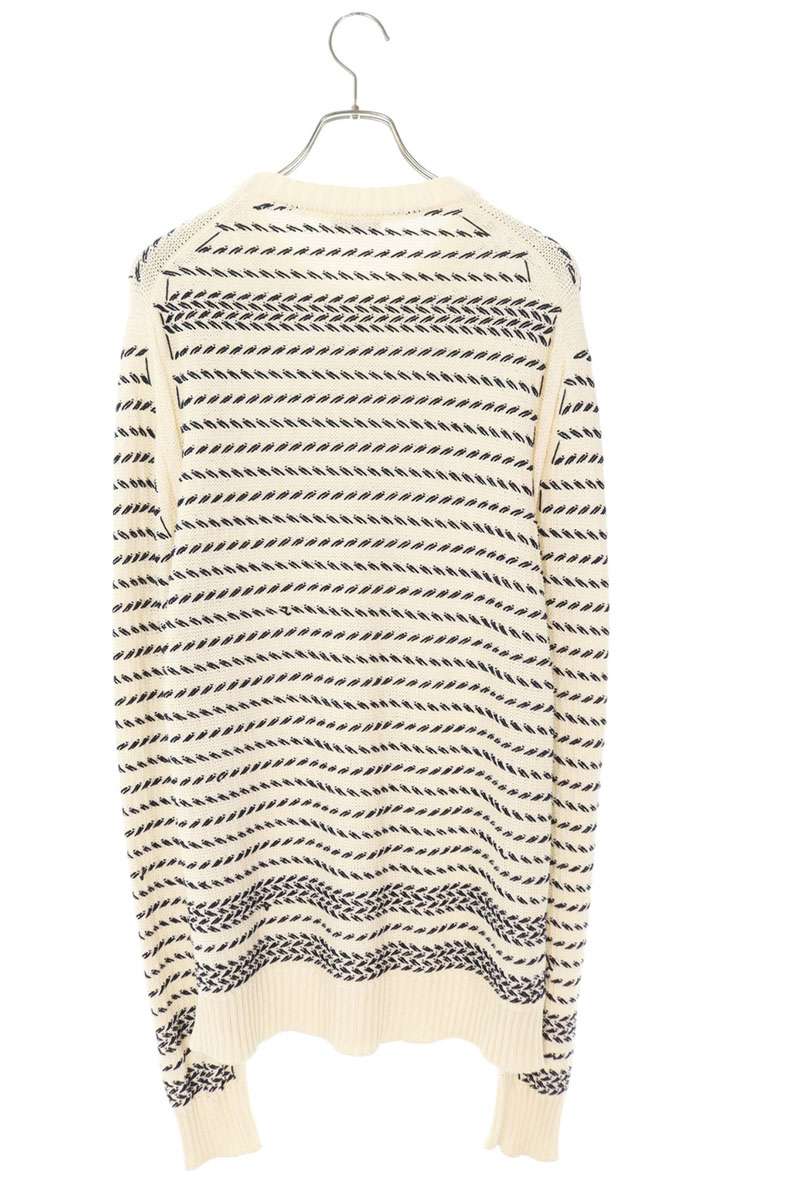 DIOR 21SS Logo Stripe Knit Off-White Navy Size L