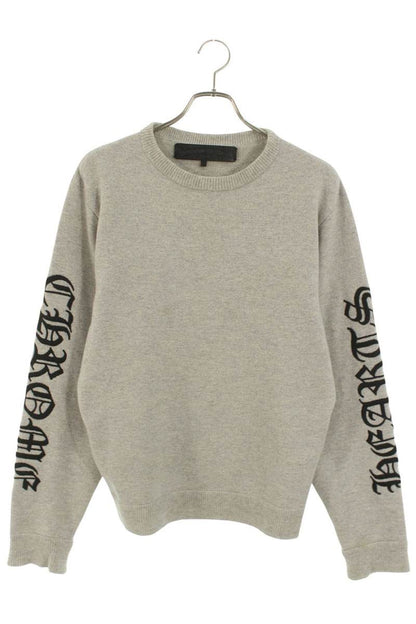 Chrome Hearts Logo Embroidered Knit Sweater Gray Size M