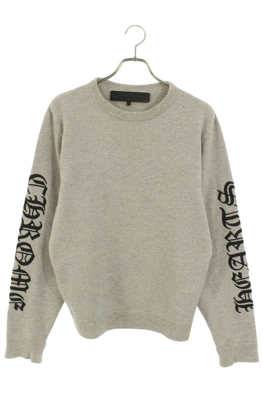 Chrome Hearts Logo Embroidered Knit Sweater Gray Size M