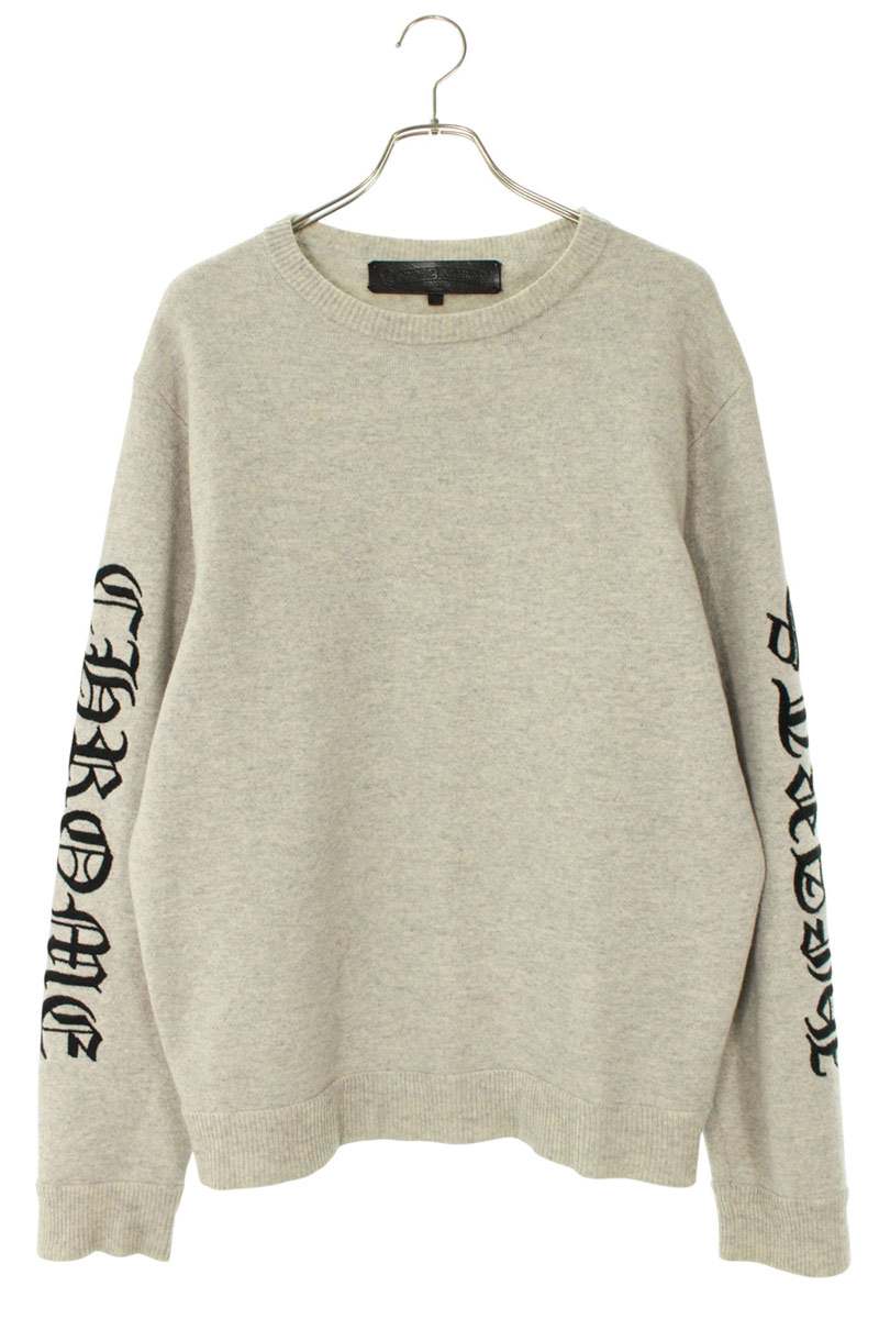Chrome Hearts Sleeve Logo Embroidered Knit Gray Size L