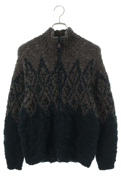 Moncler Zip Up Wool Knit Sweater Green Size L