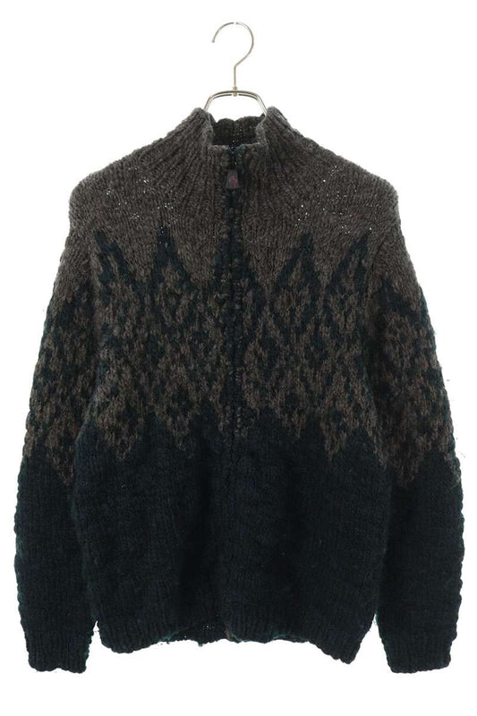 Moncler Zip Up Wool Knit Sweater Green Size L