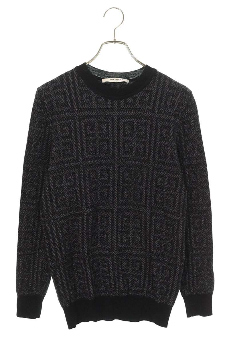 GIVENCHY Monogram Jacquard Wool Knit Gray Size S