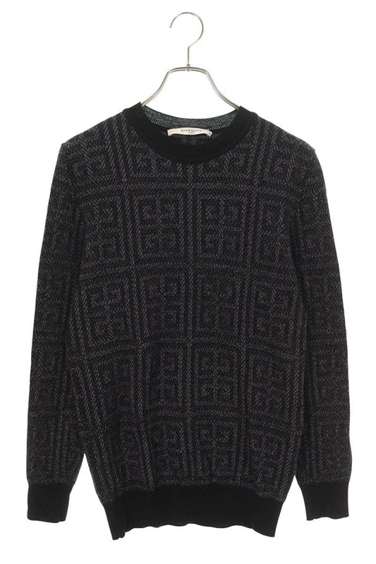 GIVENCHY Monogram Jacquard Wool Knit Gray Size S