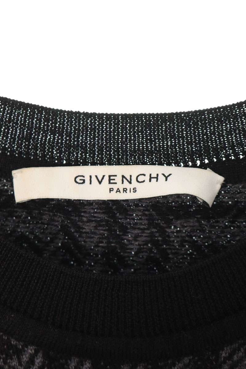 GIVENCHY Monogram Jacquard Wool Knit Gray Size S