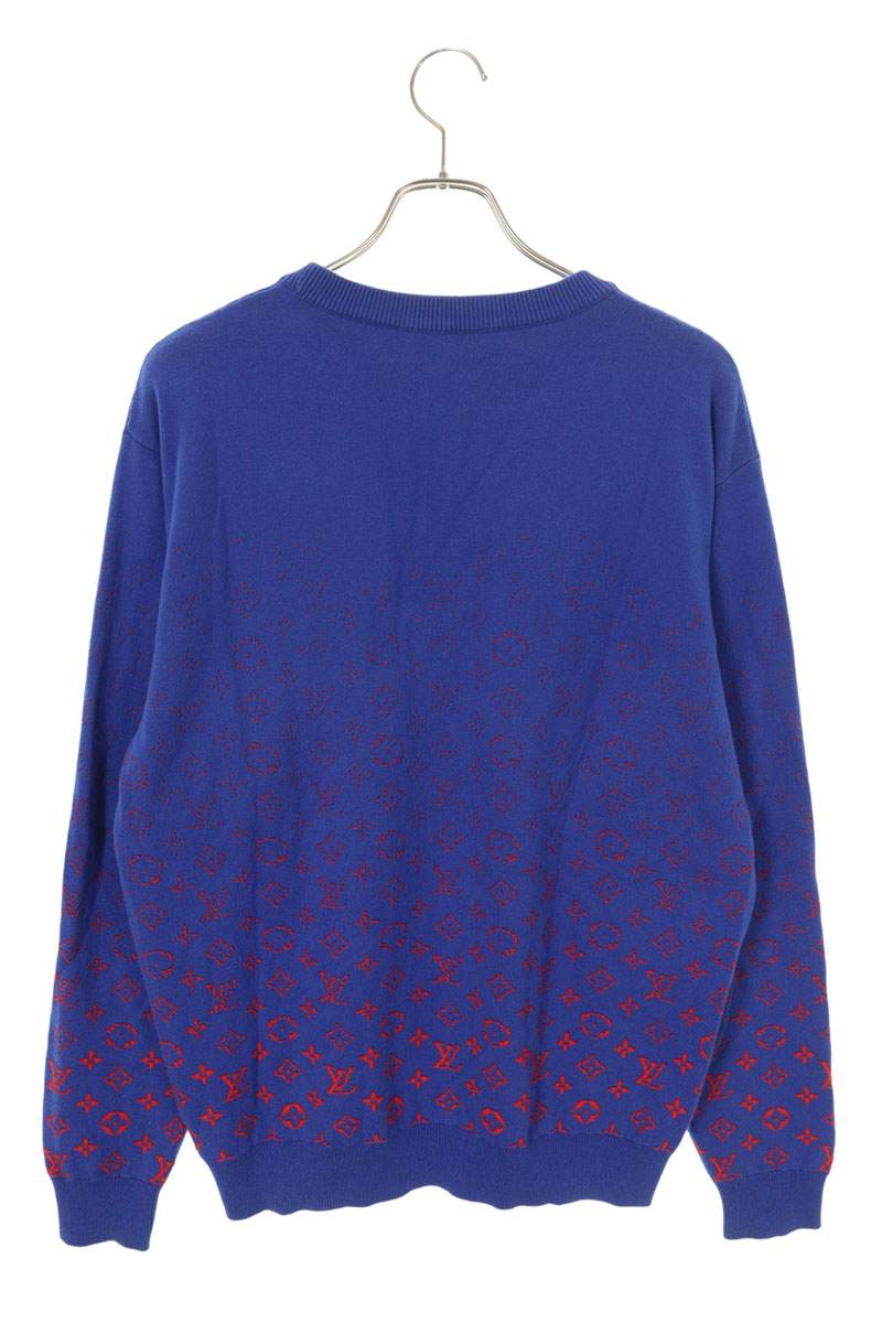 Louis Vuitton 21AW All-Over Print Knit Sweater Blue x Red Size M