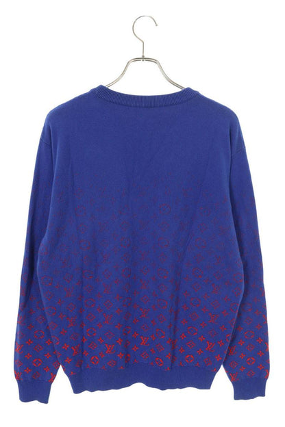 Louis Vuitton 21AW All-Over Print Knit Sweater Blue x Red Size M