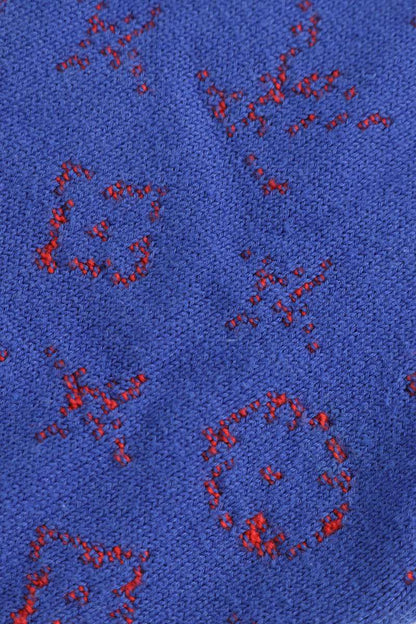 Louis Vuitton 21AW All-Over Print Knit Sweater Blue x Red Size M