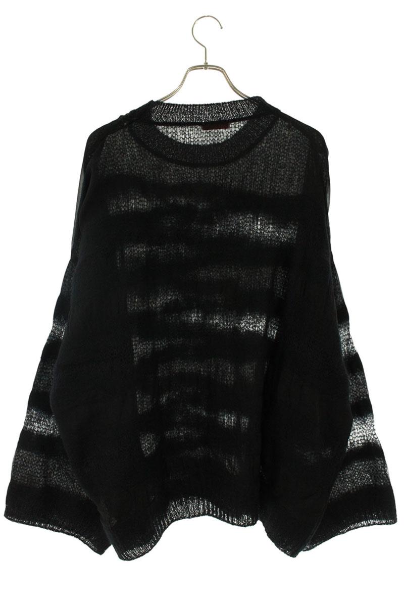 VALENTINO Border Mohair Blend Knit Black Size S