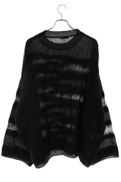 VALENTINO Border Mohair Blend Knit Black Size S