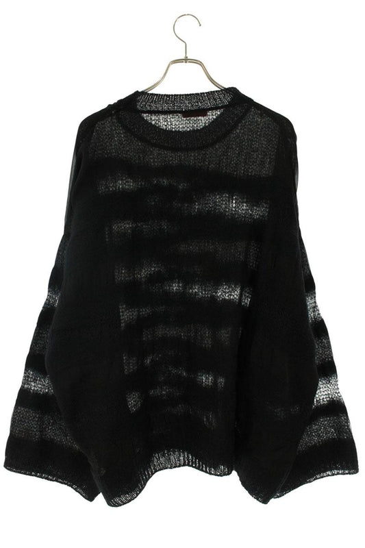VALENTINO Border Mohair Blend Knit Black Size S
