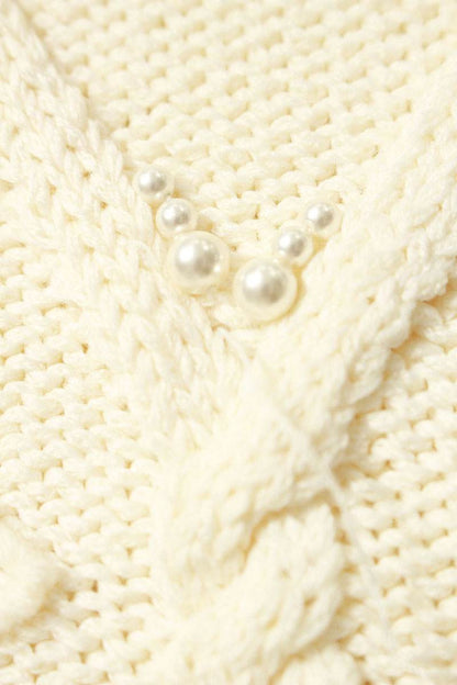 LOUISVUITTON Pearl Embellished Cable Knit White Size L