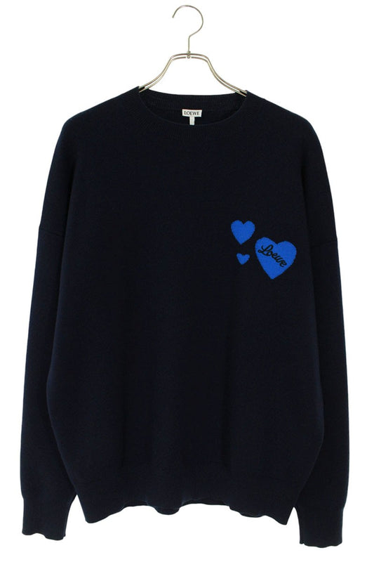 Loewe Logo Embroidered Crewneck Knit Sweater Blue x Blue Size S