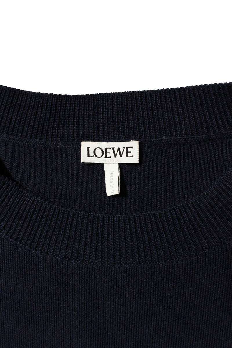 Loewe Logo Embroidered Crewneck Knit Sweater Blue x Blue Size S