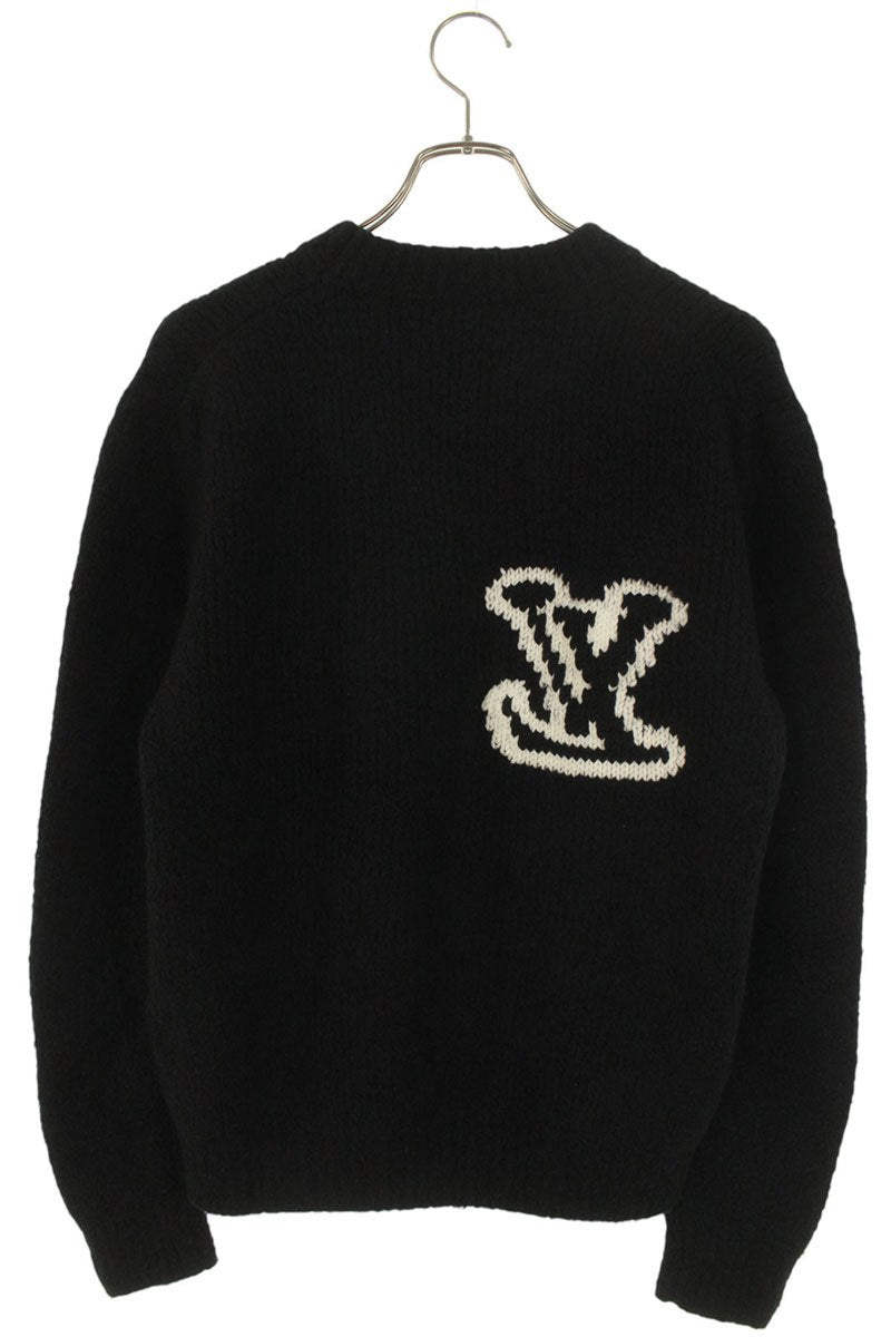 LOUISVUITTON 24SS Wool Blend Logo Crewneck Black Size S