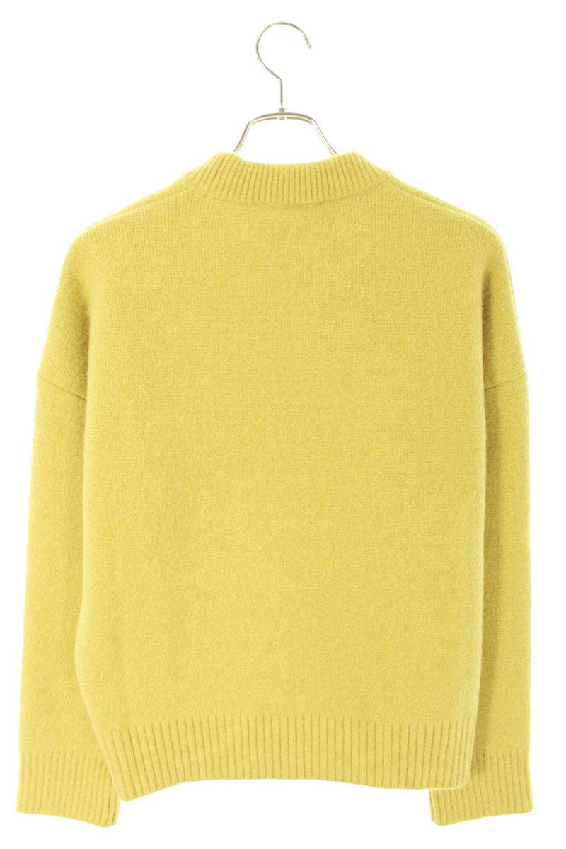 AMI 25AW Embroidered Crewneck Knit Sweater Yellow Size S