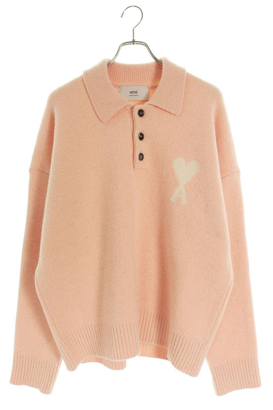 AMI Alexandre Mattiussi 25AW Heart A Polo Knit Pink Size L