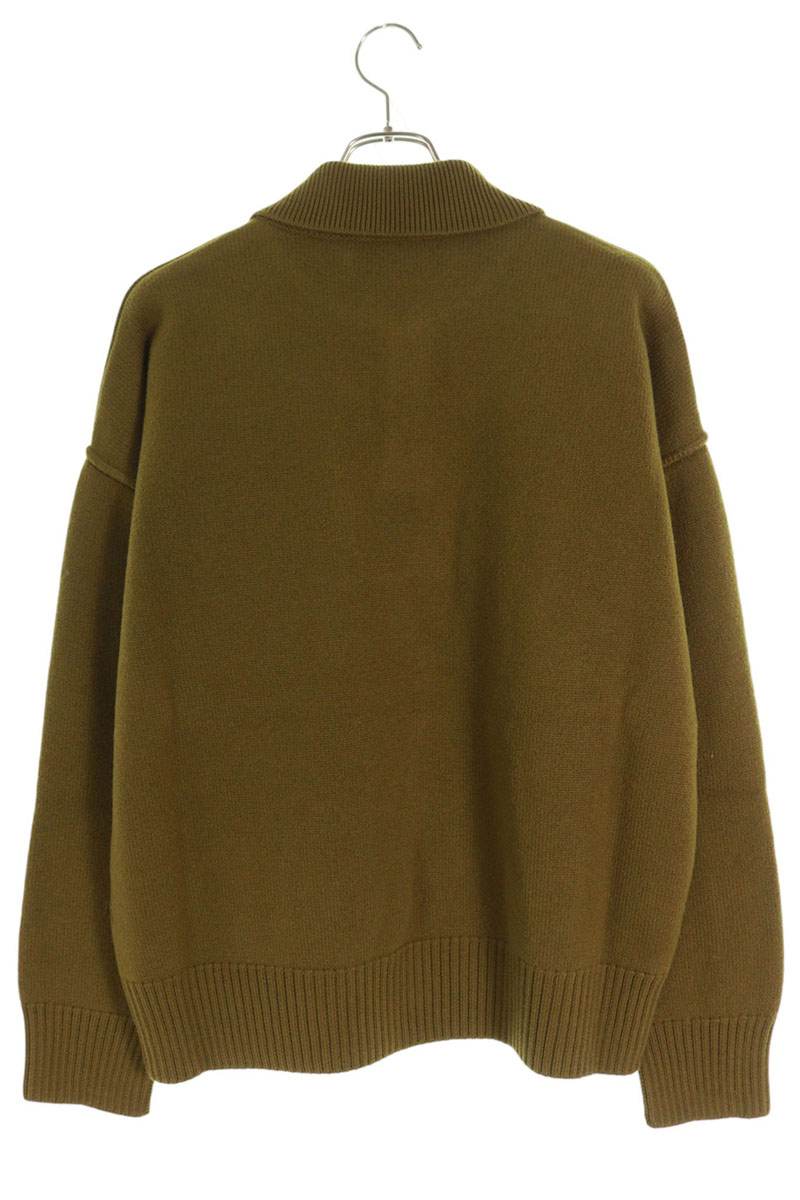 AMI 25AW Embroidered Polo Knit Sweater Green x Black Size M