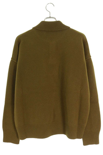 AMI 25AW Embroidered Polo Knit Sweater Green x Black Size M