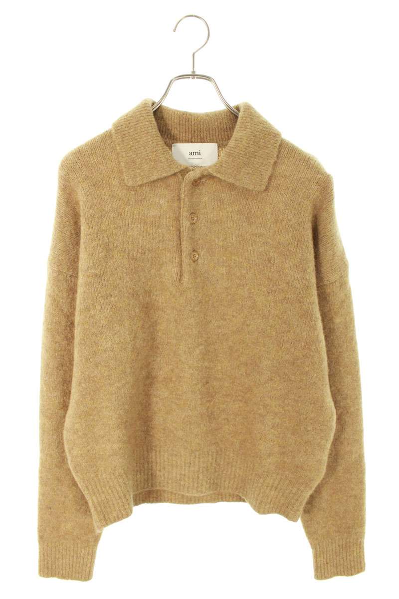 AMI Alexandre Mattiussi 25AW Logo Alpaca Polo Brown Size M