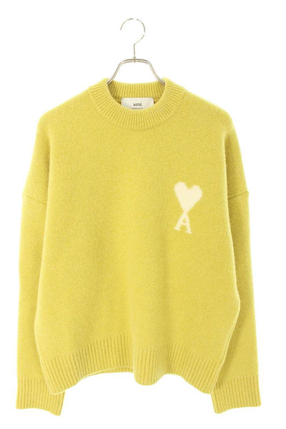 AMI 25AW Embroidered Crewneck Knit Sweater Yellow Size M