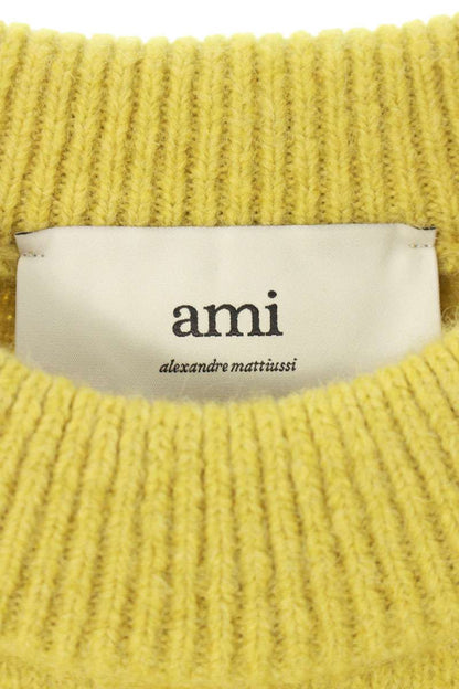 AMI 25AW Embroidered Crewneck Knit Sweater Yellow Size M