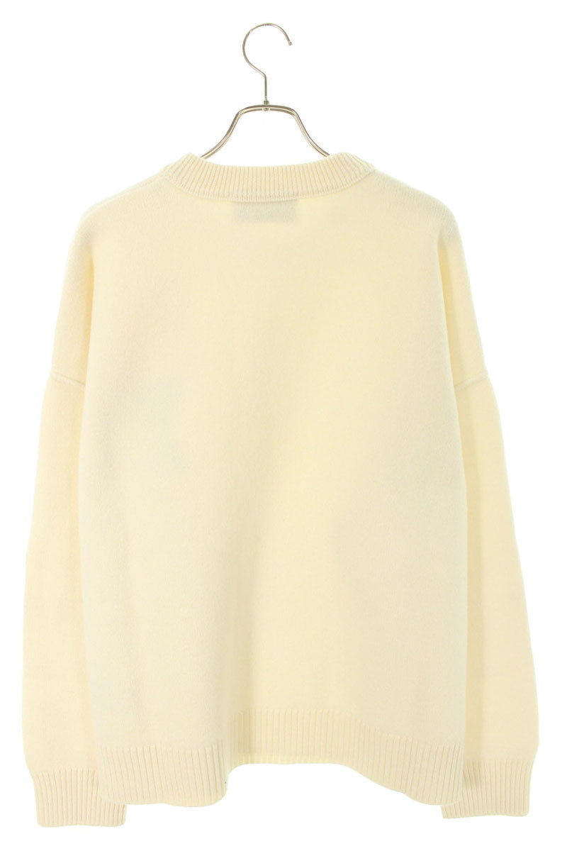 AMI 25AW Embroidered Crewneck Knit Sweater White x Red Size XXL