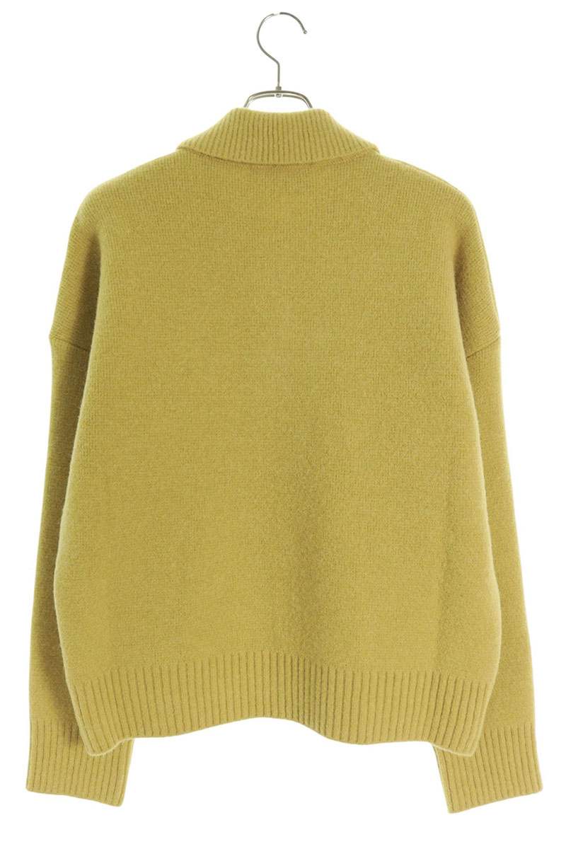 AMI 25AW Embroidered Polo Knit Sweater Yellow Size S