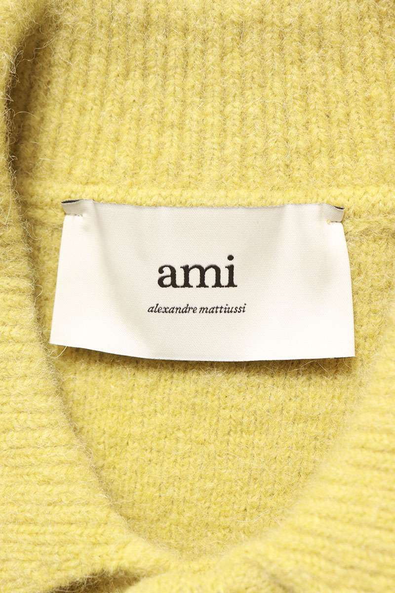 AMI 25AW Embroidered Polo Knit Sweater Yellow Size S